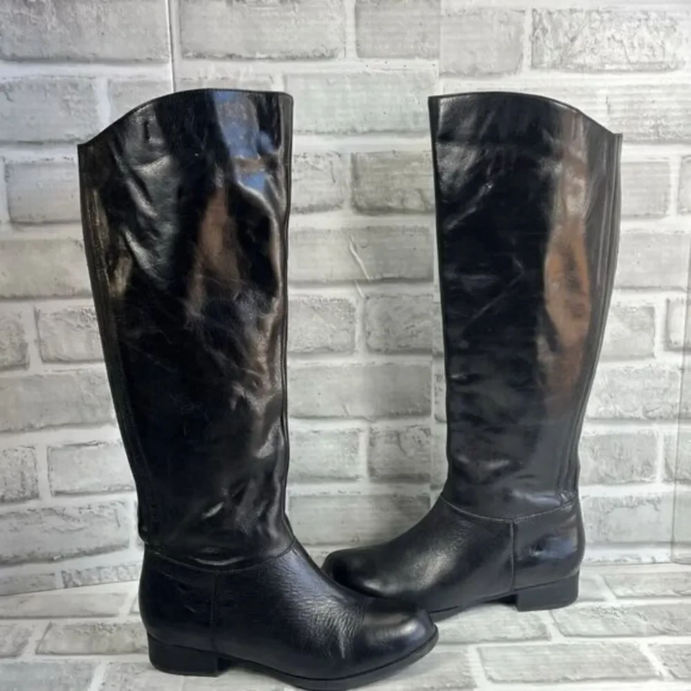 Me Too Boots Astor 16 Women's 6 Knee High Tall Riding Black Leather Zipper Boots